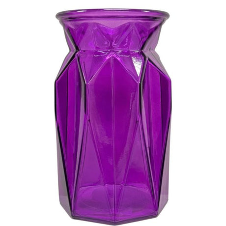 7” x 4” Pressed Pattern Purple Ginger Glass Vase