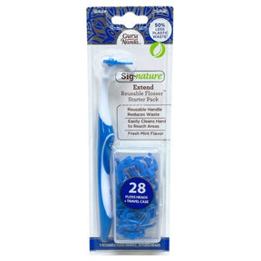Guru Nanda Signature Extend Resuable Flosser with 28 Replaceable Heads and Travel Case