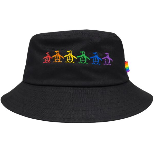 Penguin Black Bucket Hat with Rainbow Logo