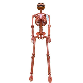 Large Poseable Standing Pumpkin Head Skeleton Halloween  Prop Decoration