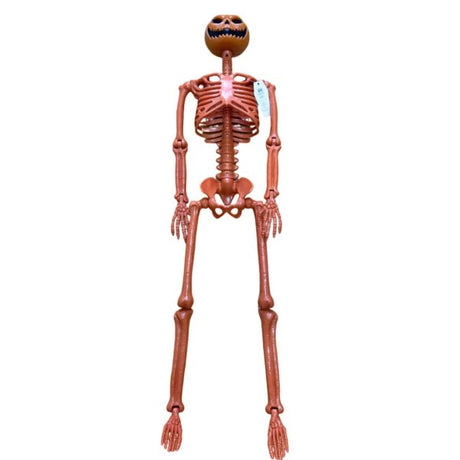 Large Poseable Standing Pumpkin Head Skeleton Halloween  Prop Decoration