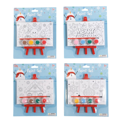 Craft Kit Paint Set W/ Board & Easel Christmas 4 Asst Designs Blc