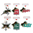 Ornament Galvanized 6ast Pine Decor W/3asst Print Xmas Hdr