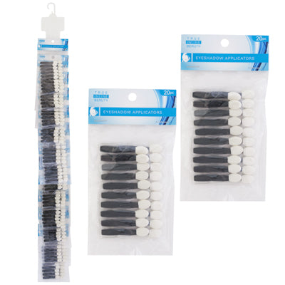 Eyeshadow Applicators 20pk 2in L Sponge Headopp Bag/hdr 12pc Disp Strip