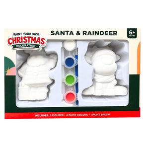 DIY Paint Your Own Santa and Reindeer Christmas Figurine Set