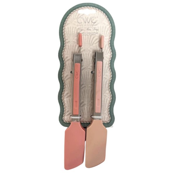 Cook with Color 2 Piece 7" Stainless Steel Mini Tong Set in Blush & Pink