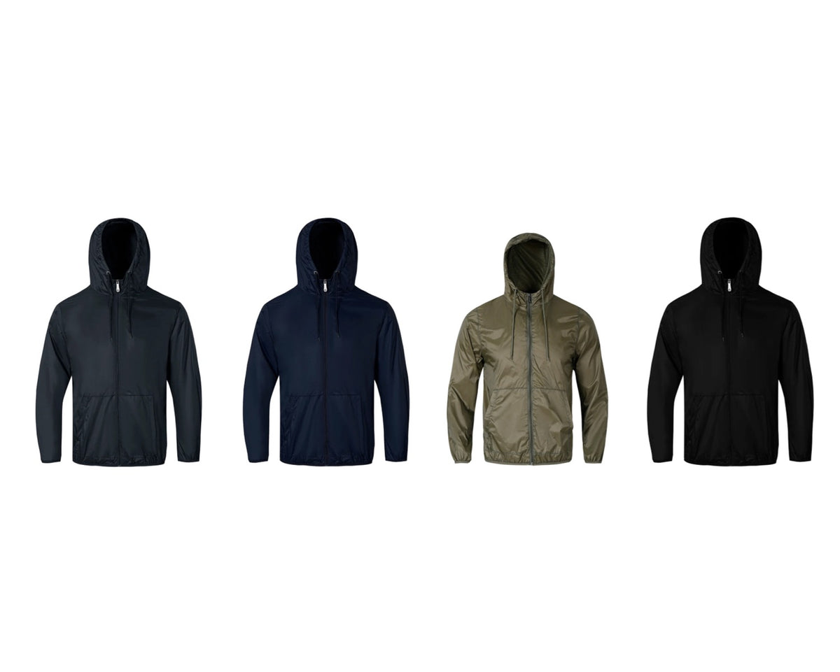 Men's Packable Zip-Up Windbreaker Jackets - Choose Your Color(s)