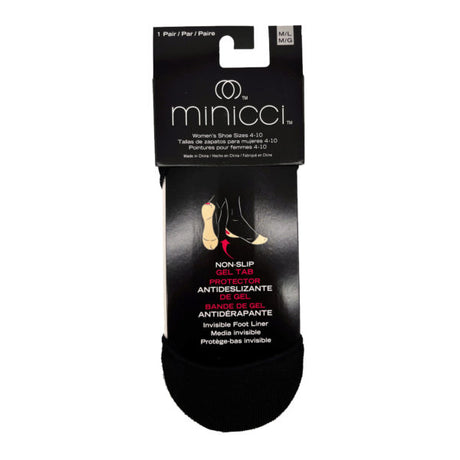 Minicci 1 Pack Black Hourglass Liner Socks Size M/L 4-10