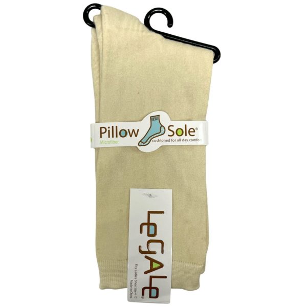 Legale 1 Pair Crew Socks Pillowsole Flat Knit Ivory Ladies Shoe Size 4-10