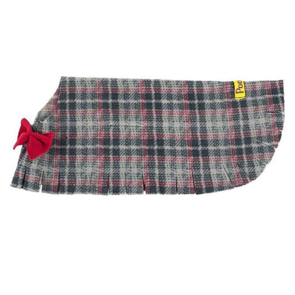 Extra Small Gray Plaid Dog Poncho