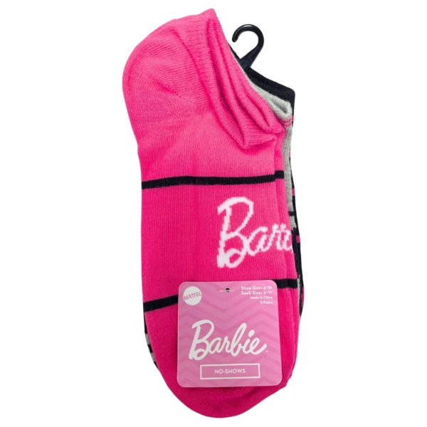 5 Pack Barbie No Show Striped Ladies Socks