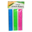 3 Pc 6" Plastic Colored Rulers