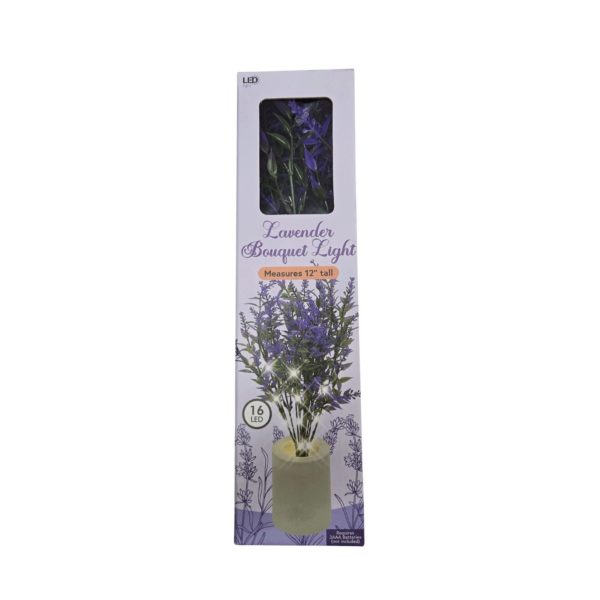 Battery Operated Artificial Lavender Flower Bouquet Night Light