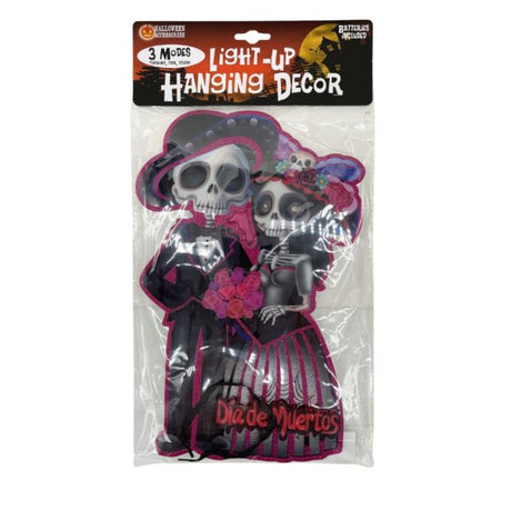 Dia de Muertos Festive Skeleton Couple Hanging Core Board LED Light-Up Decor
