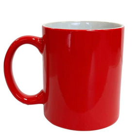 11oz Red C-Handle Ceramic Mug with White Interior