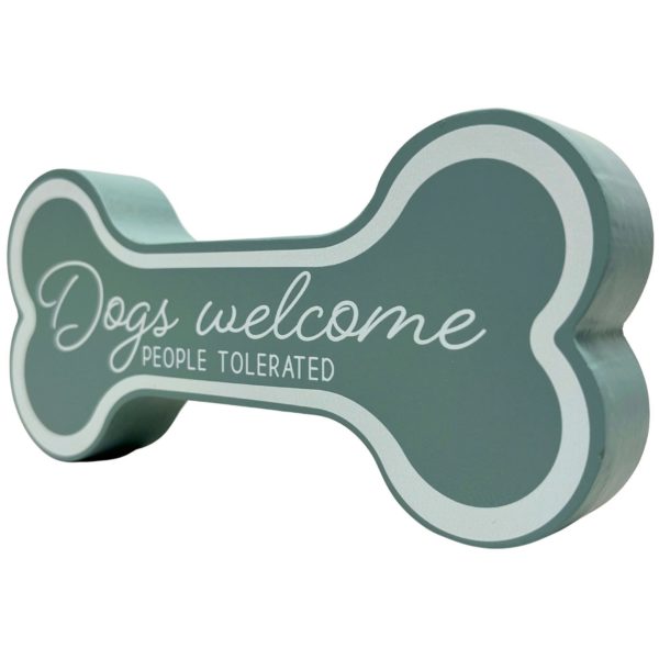 3.5 "x7" Green Dogs Welcome Bone Shaped Décor Figure