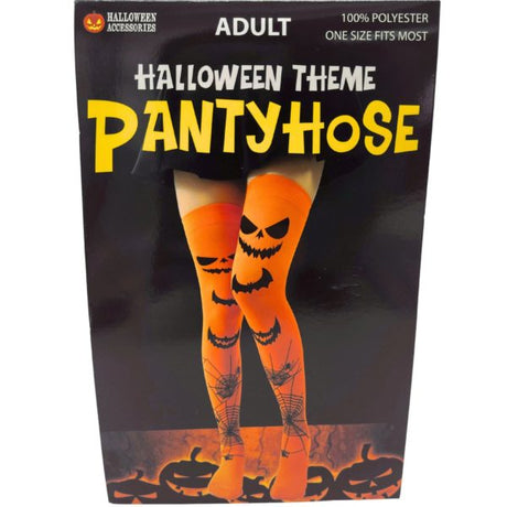 Orange Halloween Thigh High Socks with Jack O' Lantern
