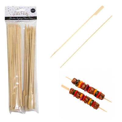 Skewer Bamboo 62pc Combo 10in50 Straight/12 Paddle Picks Party Pbh