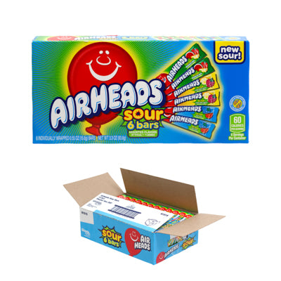 Airheads Theater Pack 6 Assorted Sour Flavors 3.3 Oz Counter Display