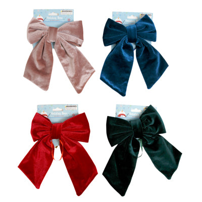 Bow Luxe Velvet 6x8in 4ast Colors On Xmas Tcd Wtd To Red