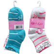 Sugar 6 Pack Capri Girls Ribbed Lettuce Edge Socks in Bright Stripes