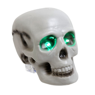 Skull Head Plastic Decor 7x5in 3function Red Or Green Eyes Replaceable Aa Battery