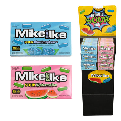 Mike & Ike Sour Watermelon And Sour Blue Raspberry 4.25 Oz Theater Boxes In Floor Display