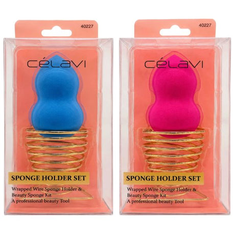 Celavi Blending Sponge with Gold Metal Stand in Assorted Colors
