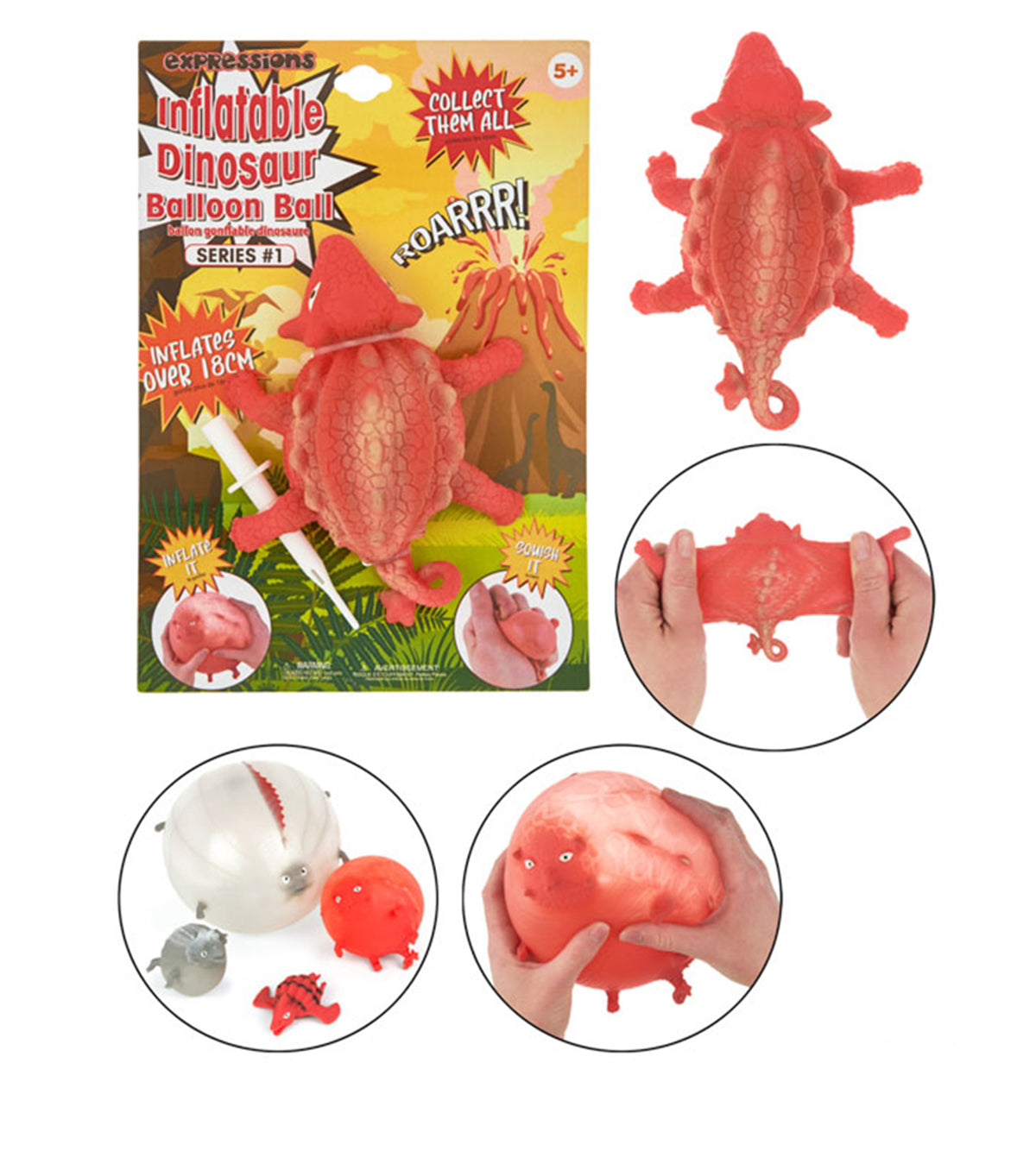 Inflatable Squishy Dinosaur Balloon Balls - Ankylosaurus