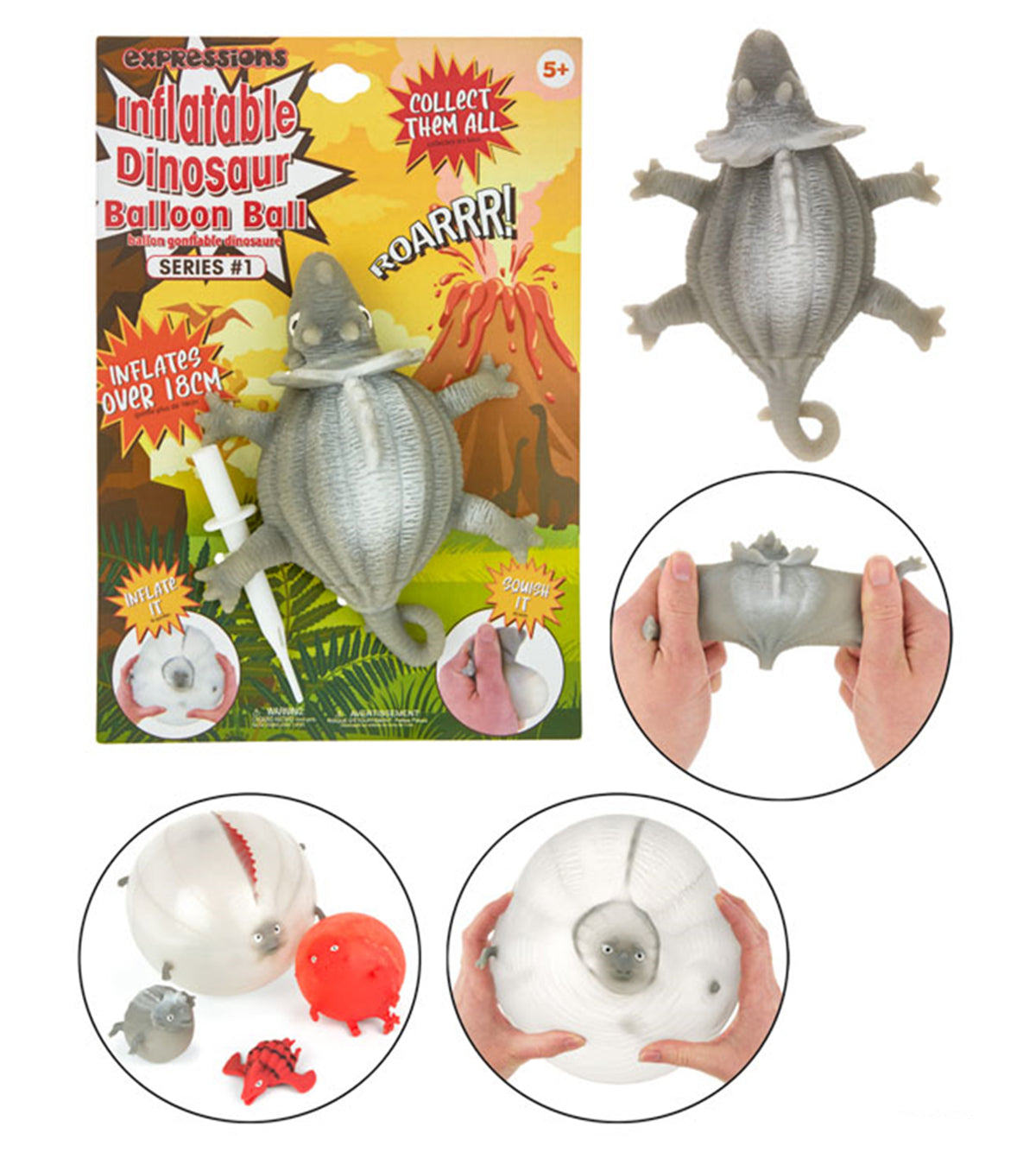 Inflatable Squishy Dinosaur Balloon Balls - Triceratops
