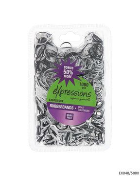 Plastic Mini Hair Elastic Rubber Bands - Black & White - 1000-Pack