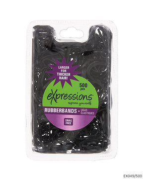 Large Hair Elastic Rubber Bands - Black - 500-Pack