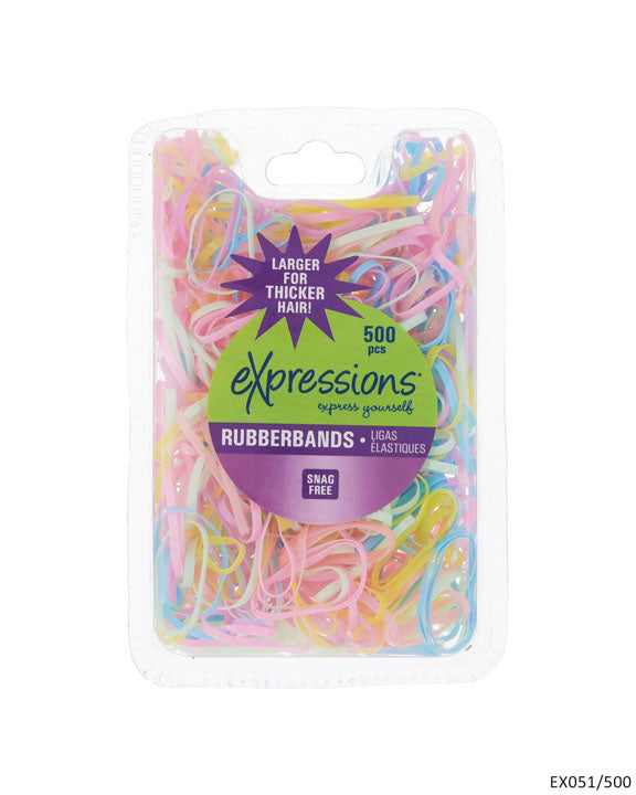 Large Hair Elastic Rubber Bands - Pastel Colors - 500-Pack