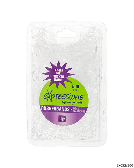 Large Hair Elastic Rubber Bands - Clear - 500-Pack