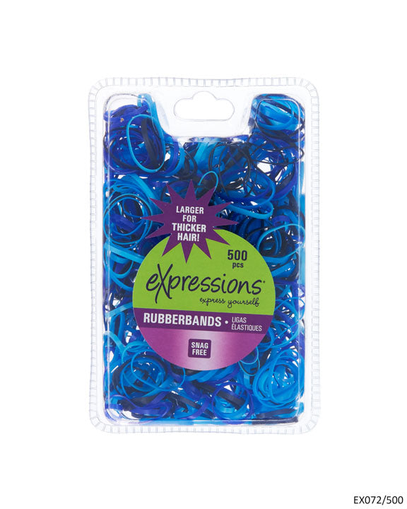 Large Hair Elastic Rubber Bands - Blue - 500-Pack
