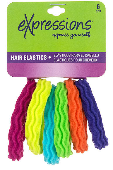 Waved Ponytail Hair Elastics - 6-Pack