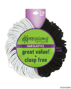 Hair Elastics - Black & White - 216-Pack
