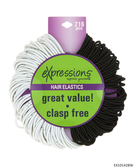 Hair Elastics - Black & White - 216-Pack