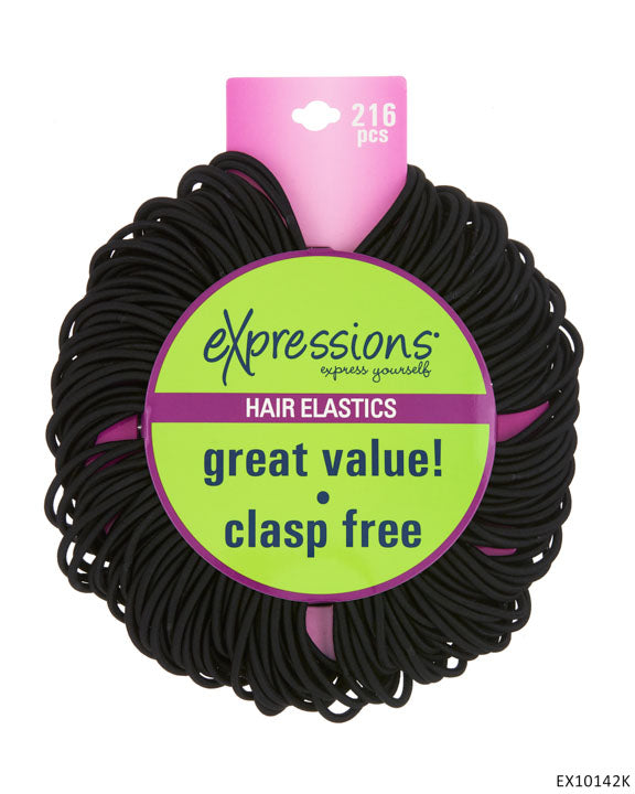 Hair Elastics - Black - 216-Pack