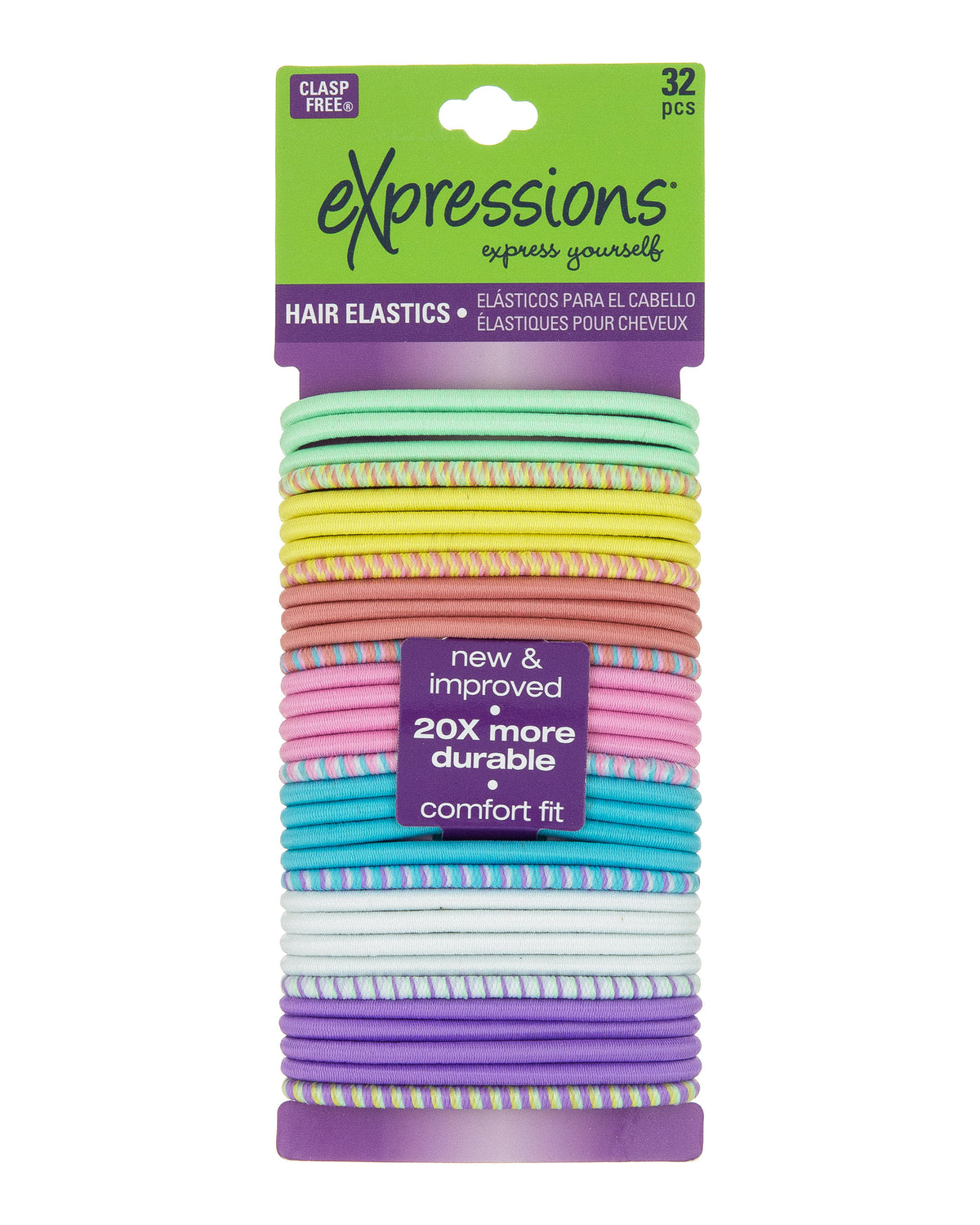 Pastel Colored Hair Elastics - 32-Pack