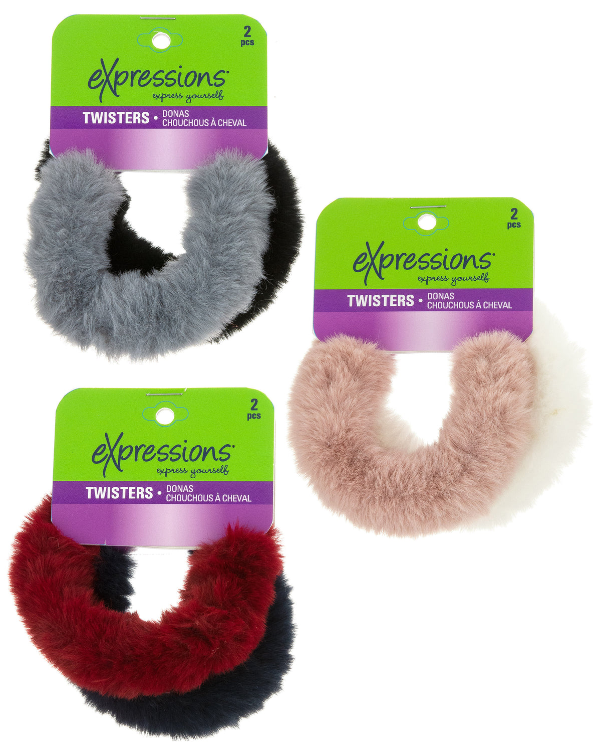 Faux Fur Hair Tie Twisters - 2-Pack