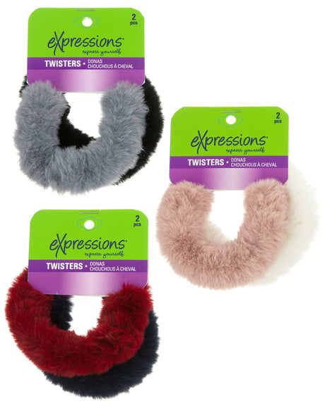 Faux Fur Hair Tie Twisters - 2-Pack