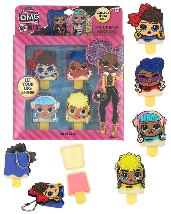 L.O.L. Surprise! O.M.G. Remix Lip Balm Keychains - 4-Packs