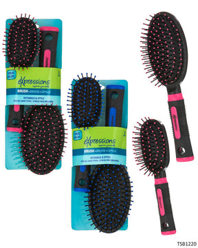 Paddle Cushion Hair Brush - Neon Colors - 2-Pack