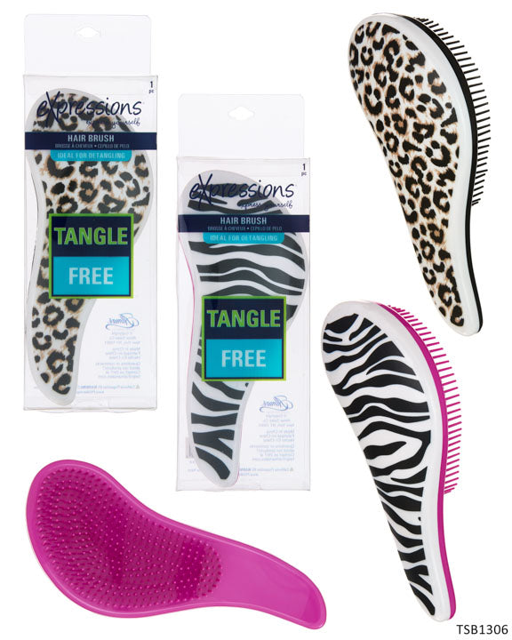 Detangling Hair Brush w/ Zebra & Leopard Print