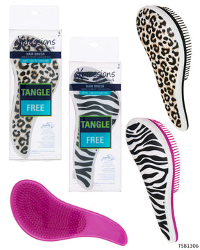 Detangling Hair Brush w/ Zebra & Leopard Print