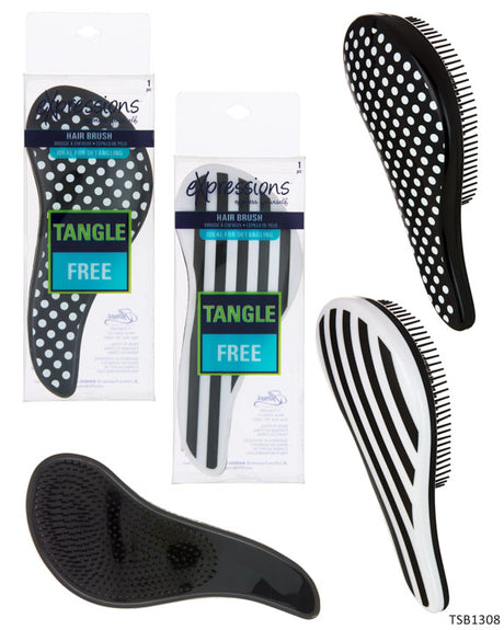 Detangling Hair Brush w/ Polka Dot & Striped Print