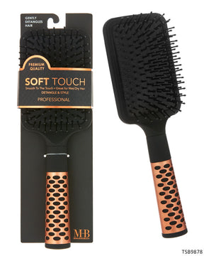 Premium Detangling Paddle Hair Brush w/ Embroidered Metallic Copper Trim