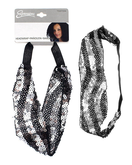 Hair Fashion Striped Sequin Head Wraps
