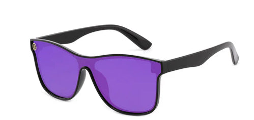 Unisex Deluxe Colorized Lens Beach Sunglasses - Black Frames - Purple Lens